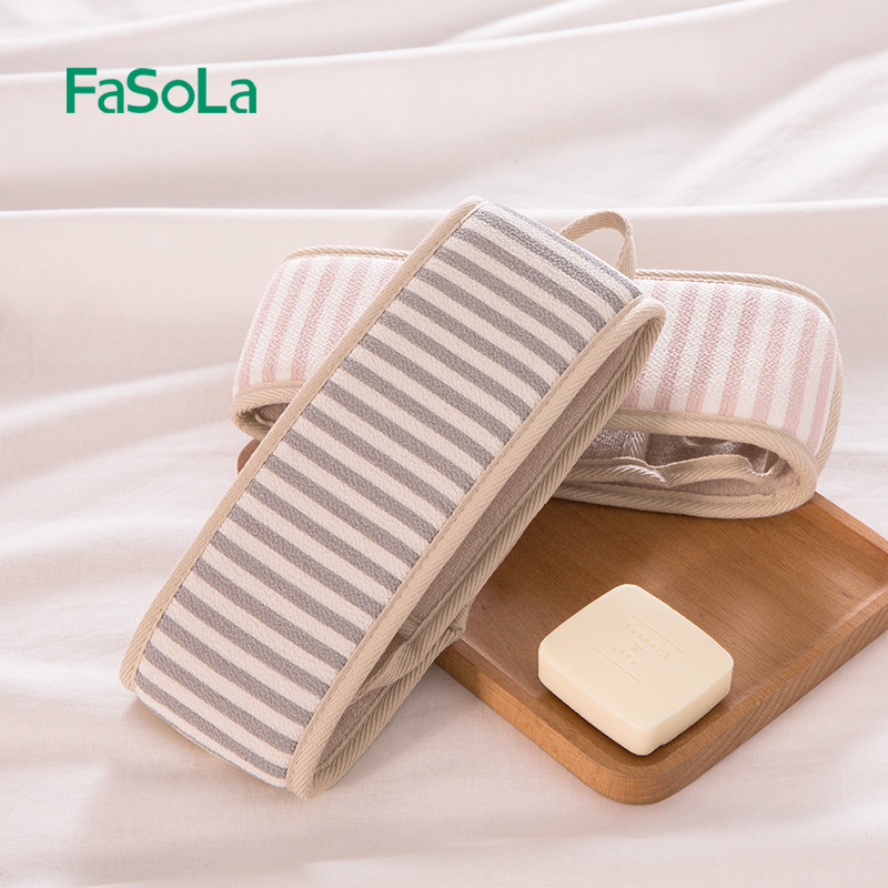 FaSoLa Bath Scrubber Double-sided Exfoliating Back Scrub Gloves No-scrub Home Bath Towel