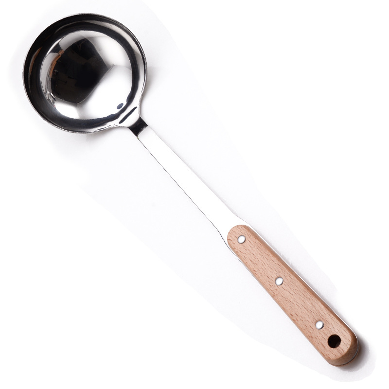 Non-magnetic stainless steel spatula, wooden handle, household porridge spoon, cooking spatula, cooking spoon, kitchen utensil set