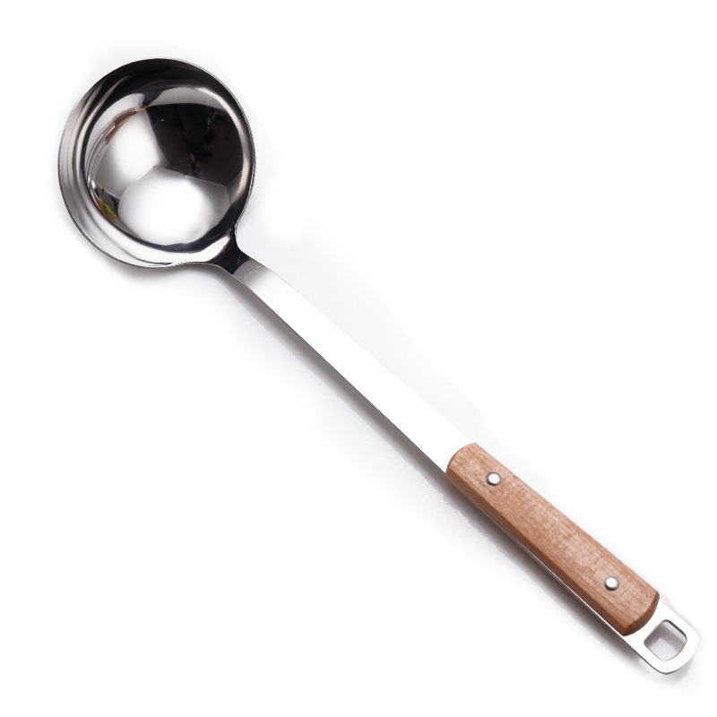 Non-magnetic stainless steel spatula, wooden handle, household porridge spoon, cooking spatula, cooking spoon, kitchen utensil set