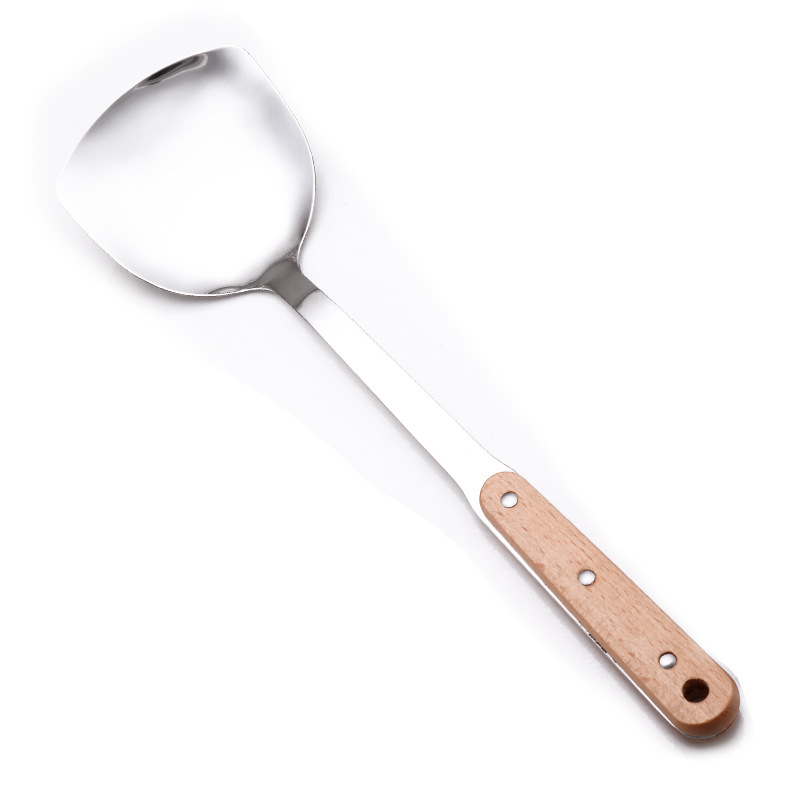 Non-magnetic stainless steel spatula, wooden handle, household porridge spoon, cooking spatula, cooking spoon, kitchen utensil set