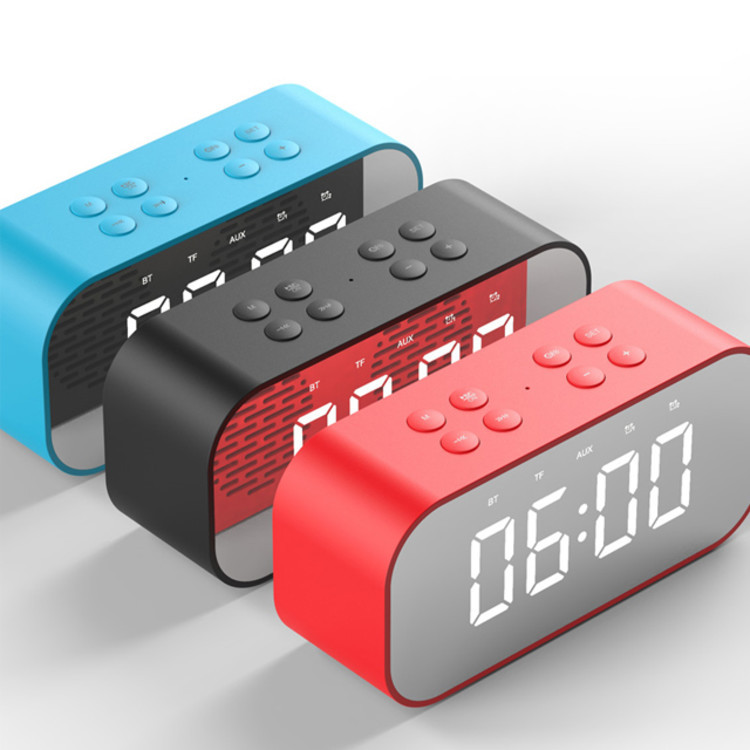 New LED alarm clock gift Bluetooth wireless speaker mini mirror with screen clock gift card playback bass speaker