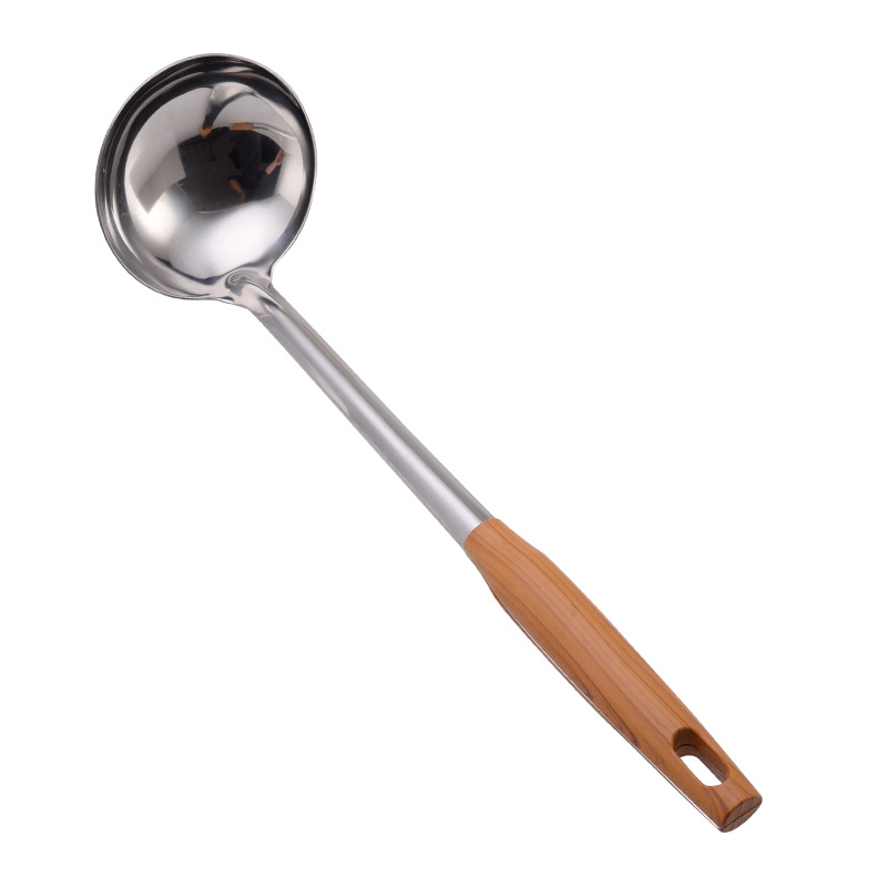 Non-magnetic stainless steel kitchen utensil, wood grain handle, spatula, soup ladle, kitchen set, cooking spoon, kitchen tools