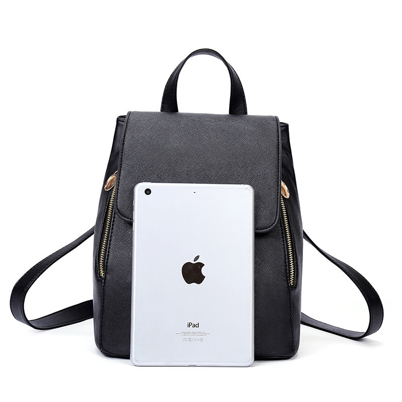 2023 new double zipper iron edge drawstring flap PU backpack for women