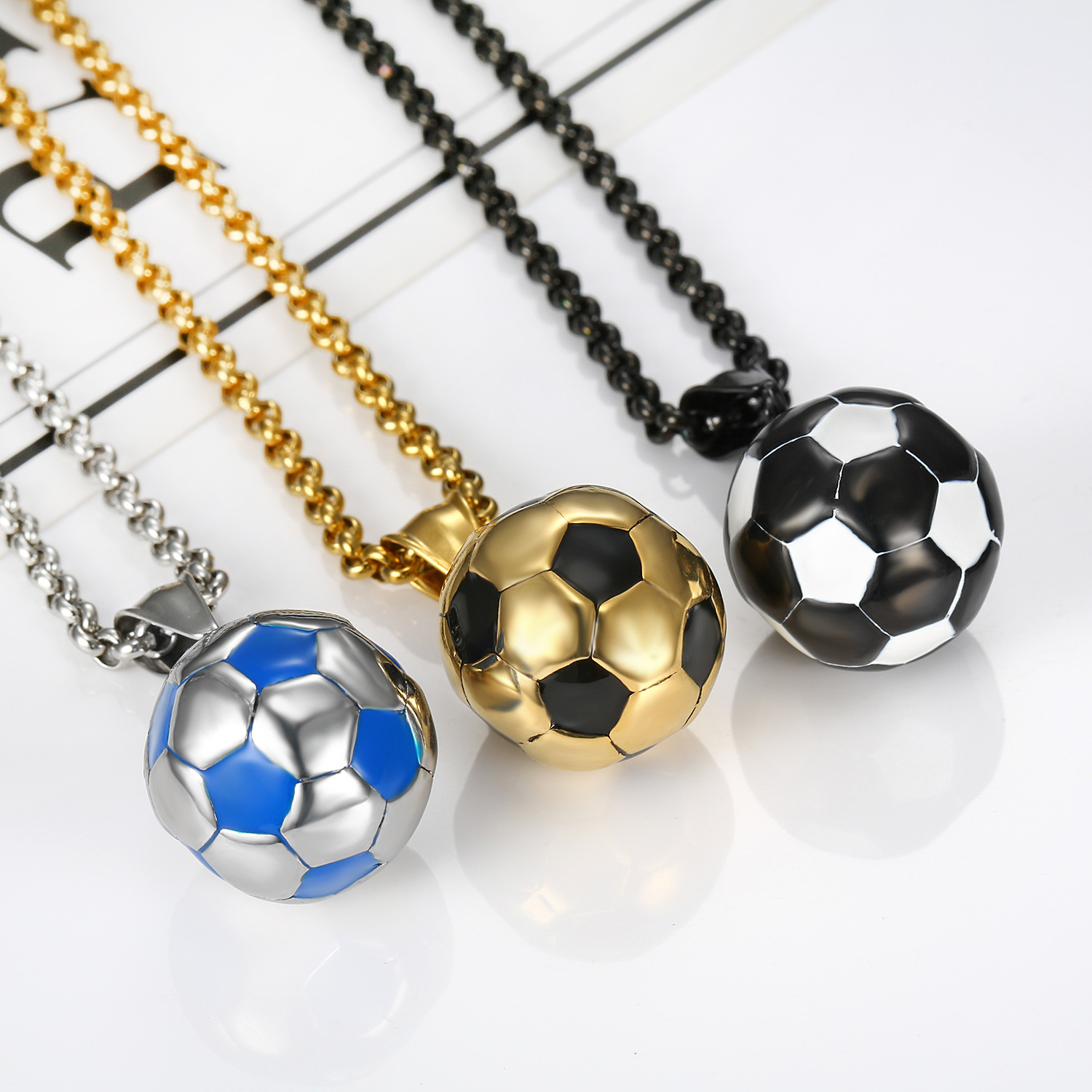 Men's Sports Stainless Steel Accessory Football Necklace Pendant Men's Football Necklace