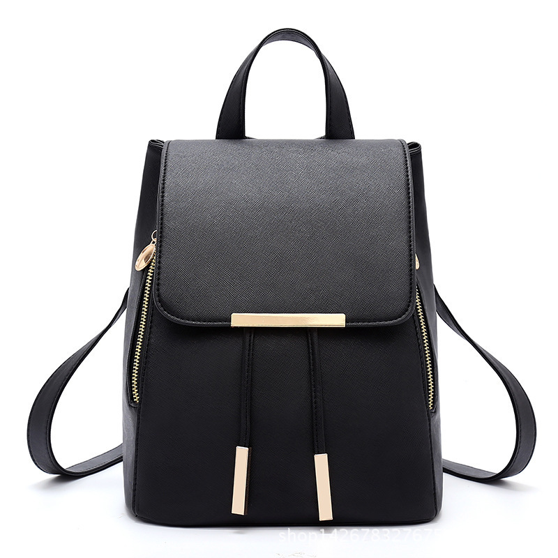 2023 new double zipper iron edge drawstring flap PU backpack for women