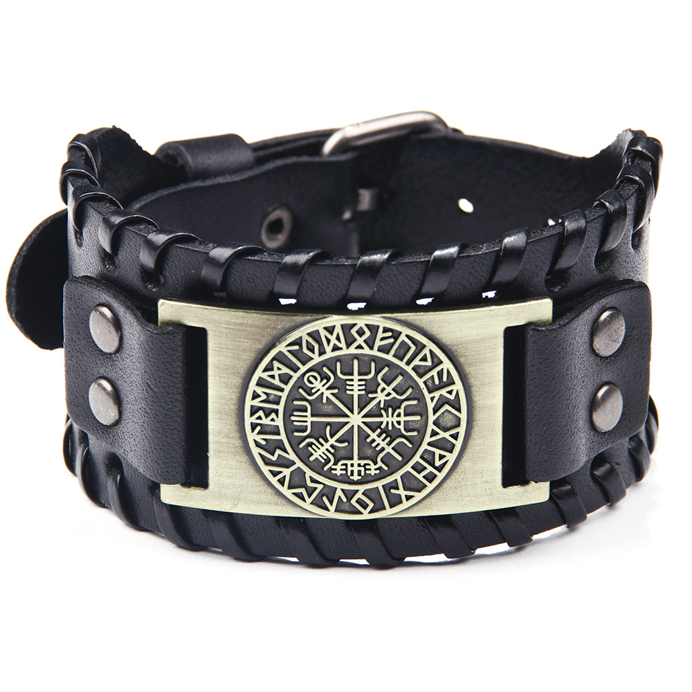 Pirate Bracelet Compass Men's Wide Bracelet Leather Bracelet Compass Bracelet