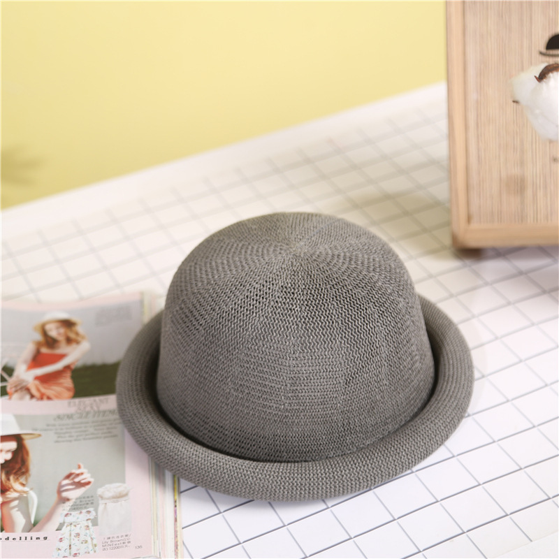 Women's Hat 2020 Spring/Summer New Straw Gauze Rolled Brim Round Top Small Fedora Elegant Sun Hat