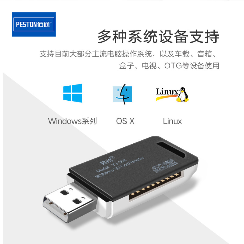 Baitong Yijin YJ-368 Phone TF Camera SLR SDXC Memory Card Adapter Micro SD Two-in-one Card Reader
