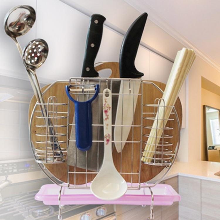 Stainless steel knife rack and cutting board rack, knife and chopping board rack, kitchen organizer, wall-mounted storage rack