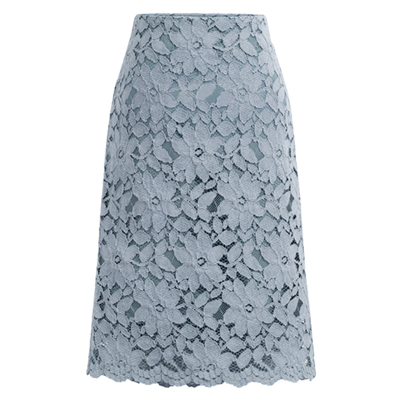 Skirt spring and summer plus size water-soluble lace skirt very fairy French niche a-line skirt mid-length hip-hugging skirt