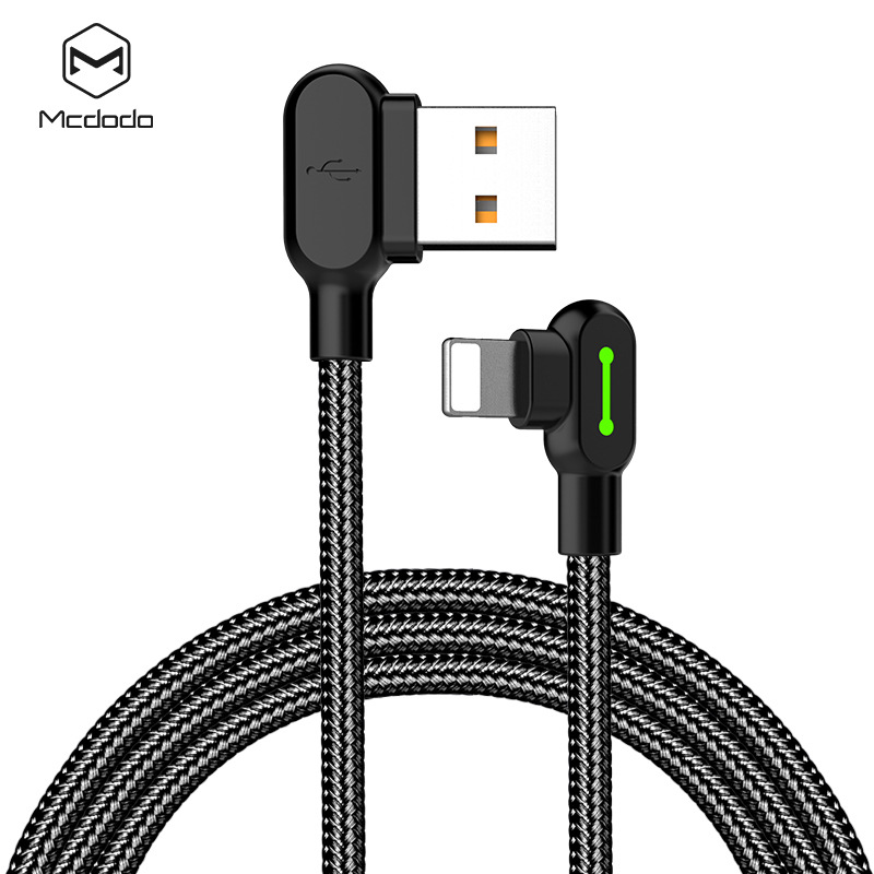 Maidodo Button Apple Data Cable for iPhone8/X Dual-sided Blind Insert Bent Head Game with Light Charging Cable