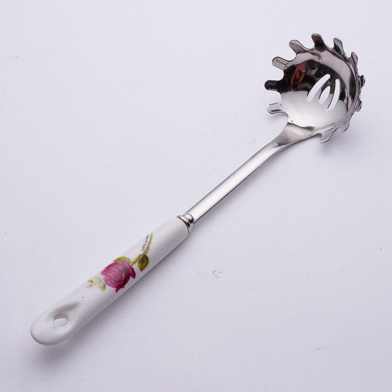 Ceramic handle stainless steel spatula kitchenware set, spatula, soup spoon, anti-slip, high temperature resistant, anti-scald, kitchen, home, hotel