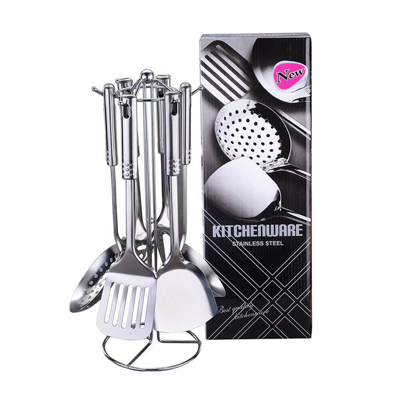 Stainless Steel Nine-Bead Handle Kitchen Utensil Cooking Stir-fry Spatula Home Use Pan Frying Spatula Soup Spoon Large Skimmer Gift Set