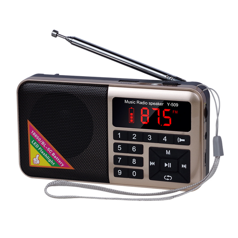 New Multifunctional Player Elderly Outdoor Mini FM Radio Emergency Light Portable Card Insert Speaker