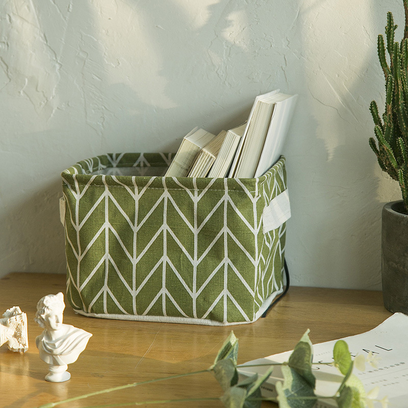 Foldable Storage Basket, Linen Desktop Storage Box, Fresh Waterproof Storage Basket, Storage Box, Storage Bag