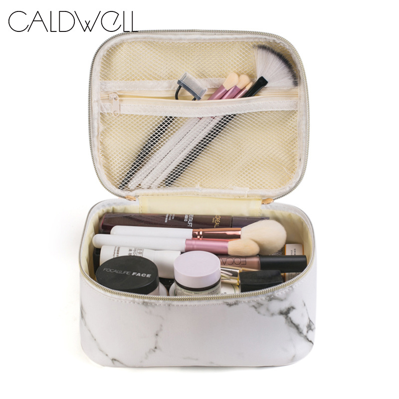 Marble Pattern Cosmetic Bag Large Capacity Lazy Person Storage Bag Multifunctional Portable Travel Toiletry Bag Stone Pattern