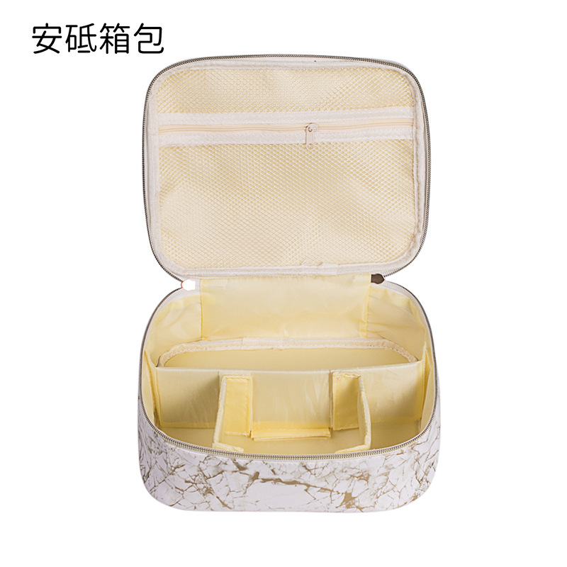 Marble Pattern Cosmetic Bag Large Capacity Lazy Person Storage Bag Multifunctional Portable Travel Toiletry Bag Stone Pattern