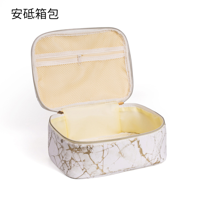 Marble Pattern Cosmetic Bag Large Capacity Lazy Person Storage Bag Multifunctional Portable Travel Toiletry Bag Stone Pattern