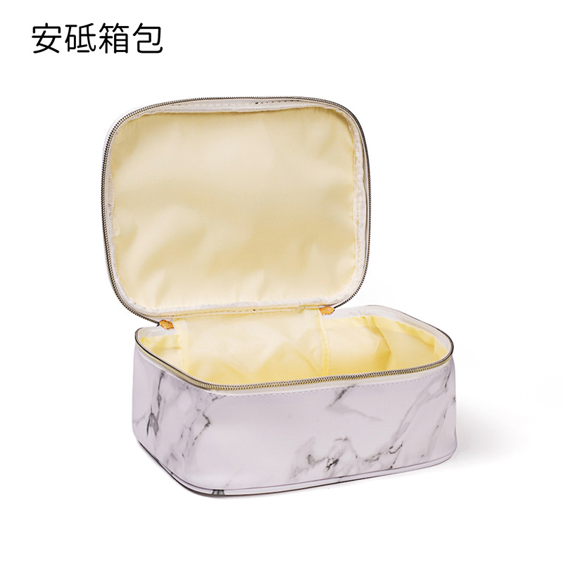 Marble Pattern Cosmetic Bag Large Capacity Lazy Person Storage Bag Multifunctional Portable Travel Toiletry Bag Stone Pattern