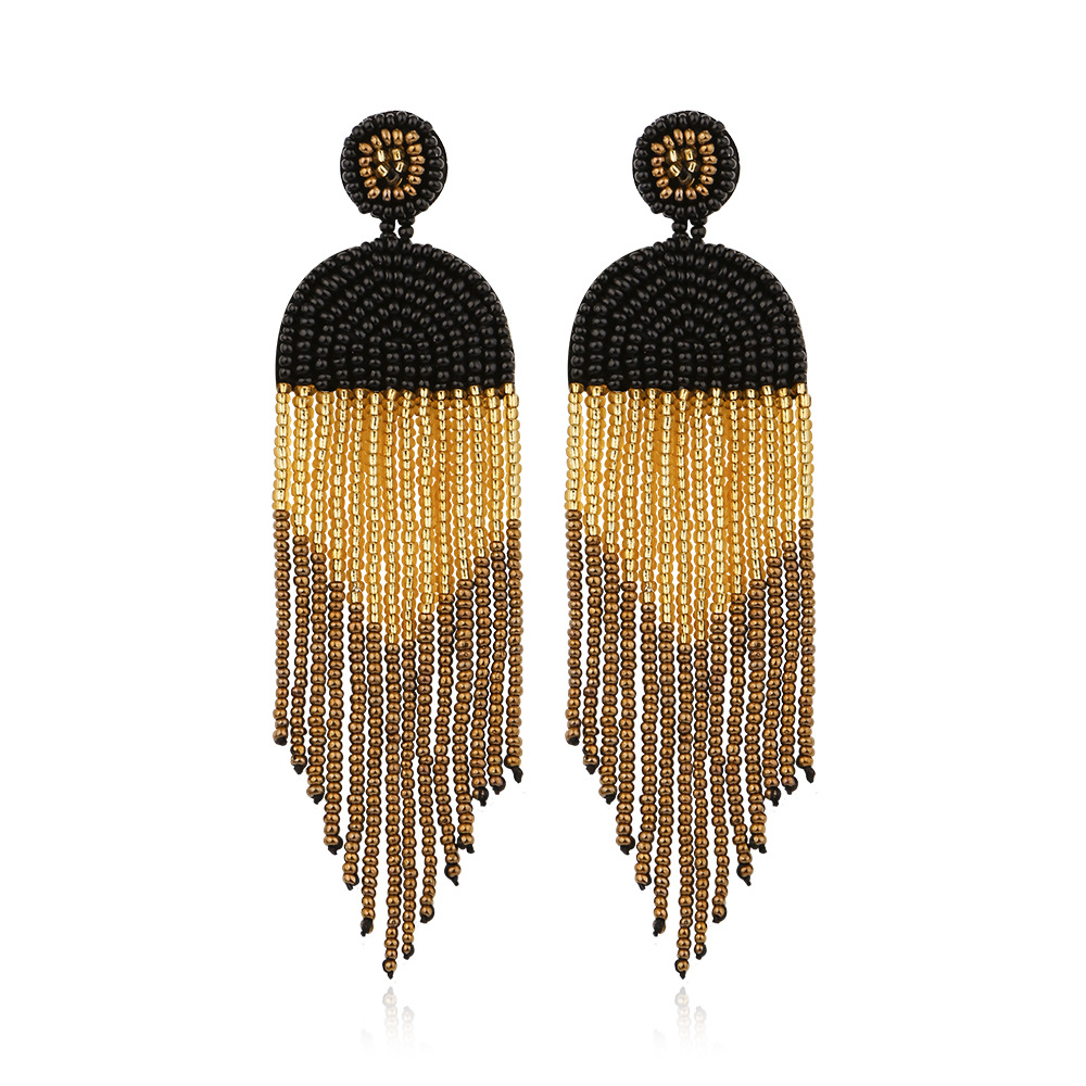 Seed Bead Tassel Earrings Bohemian Ethnic Style Handmade Earrings Handcrafted