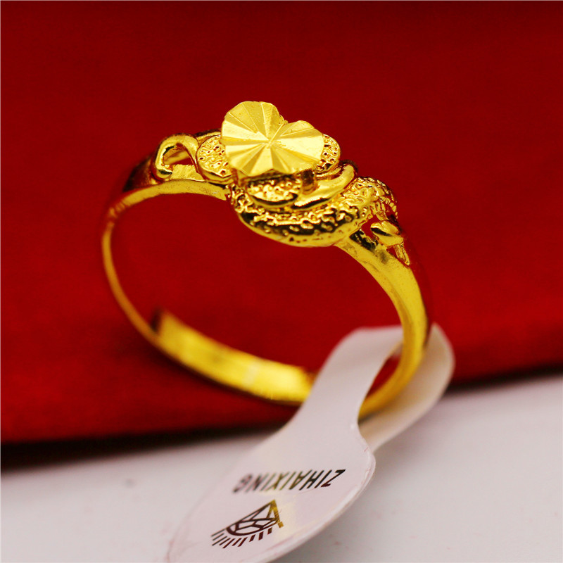 18K women's ring open flower ring copper gold-plated ring women imitation gold plum blossom multi-purpose practical small gift