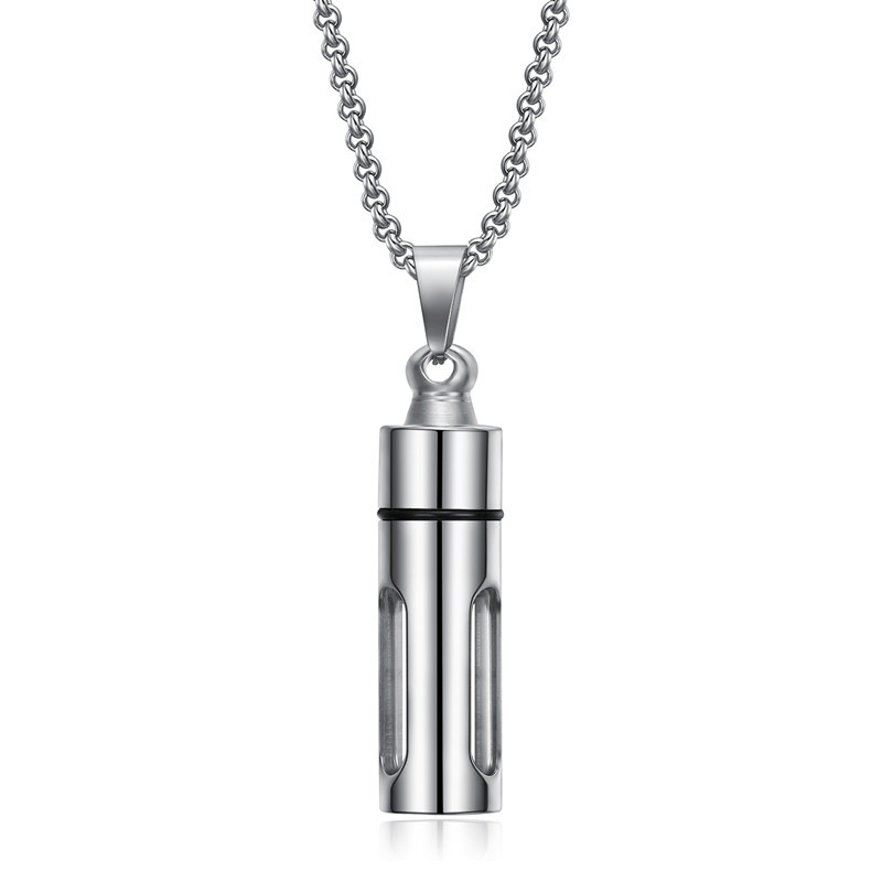 Essential Oil Perfume Bottle Scented Necklace Stainless Steel Openable Glass Pendant Women's Accessory Geometric