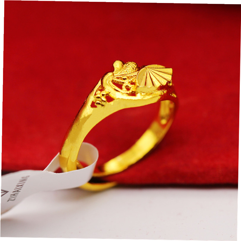 18K women's ring open flower ring copper gold-plated ring women imitation gold plum blossom multi-purpose practical small gift