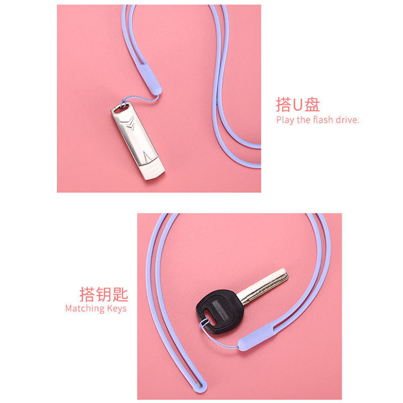 Silicone Lanyard Neck Lanyard 43cm Lanyard ID Card Soft Silicone Hanging Rope Colorful Elastic Liquid Silicone Phone Lanyard