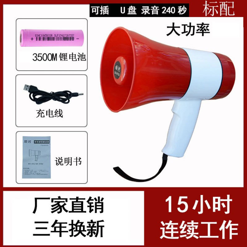 Speaker megaphone for stall use with Bluetooth and test report amplifier horn