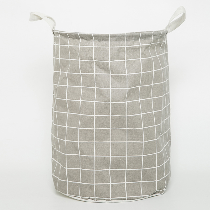 Simple Grid Storage Bucket, Foldable Laundry Basket, Fabric Storage Basket, Storage Box, Home Sundries Basket, Laundry Storage