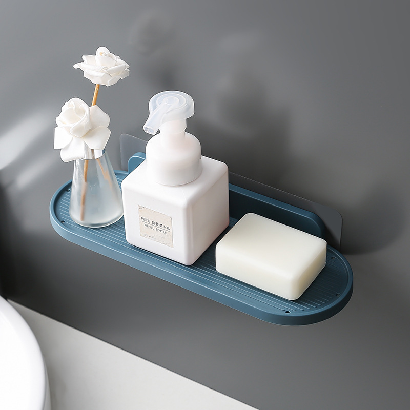 Multi-functional wall seamless storage organizer, bathroom no-drill plastic storage rack, bathroom drain rack