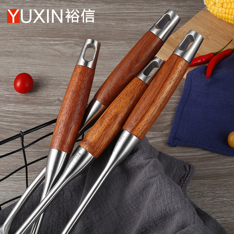 304 stainless steel spatula household rosewood kitchenware soup spoon slotted spoon anti-slip high temperature resistant kitchen wok spatula