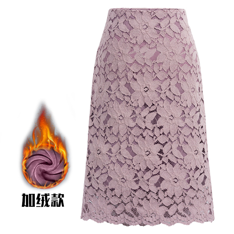 Skirt spring and summer plus size water-soluble lace skirt very fairy French niche a-line skirt mid-length hip-hugging skirt