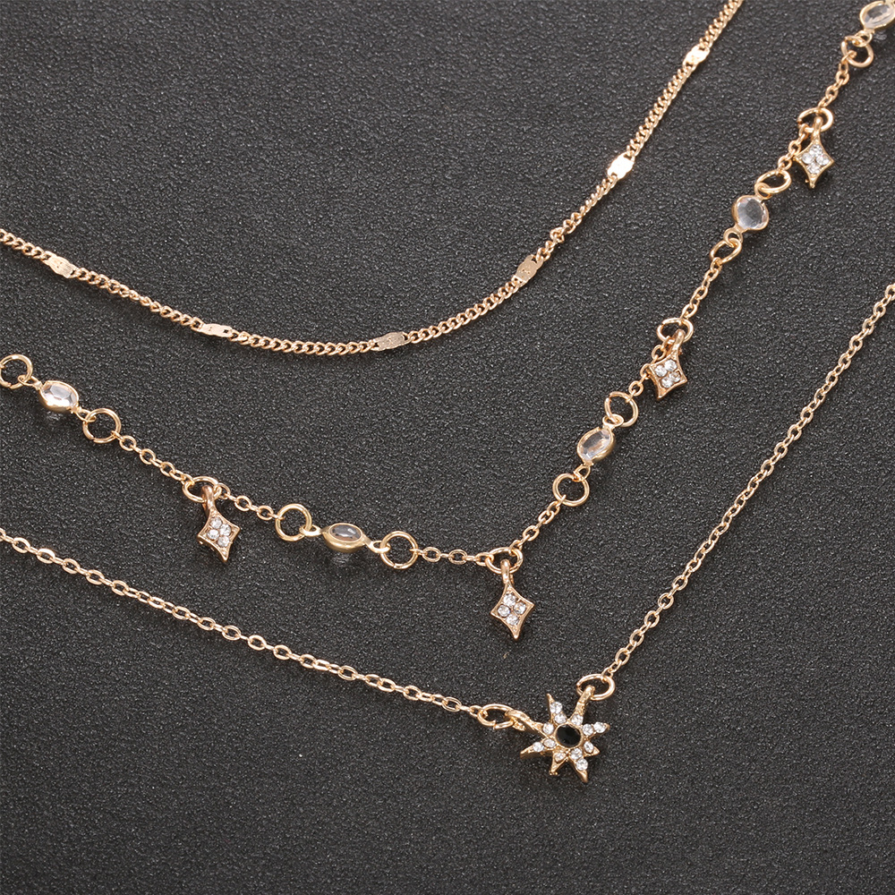 Popular New Women's Multi-Layer Star Pendant Necklace Handmade Necklace Combination