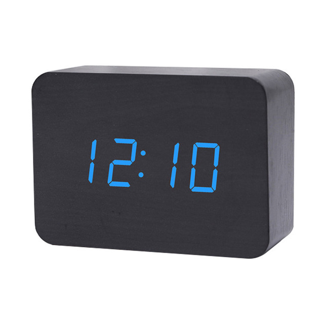 Wooden electronic alarm clock, voice-activated silent clock, LED gift clock, student desktop electronic clock
