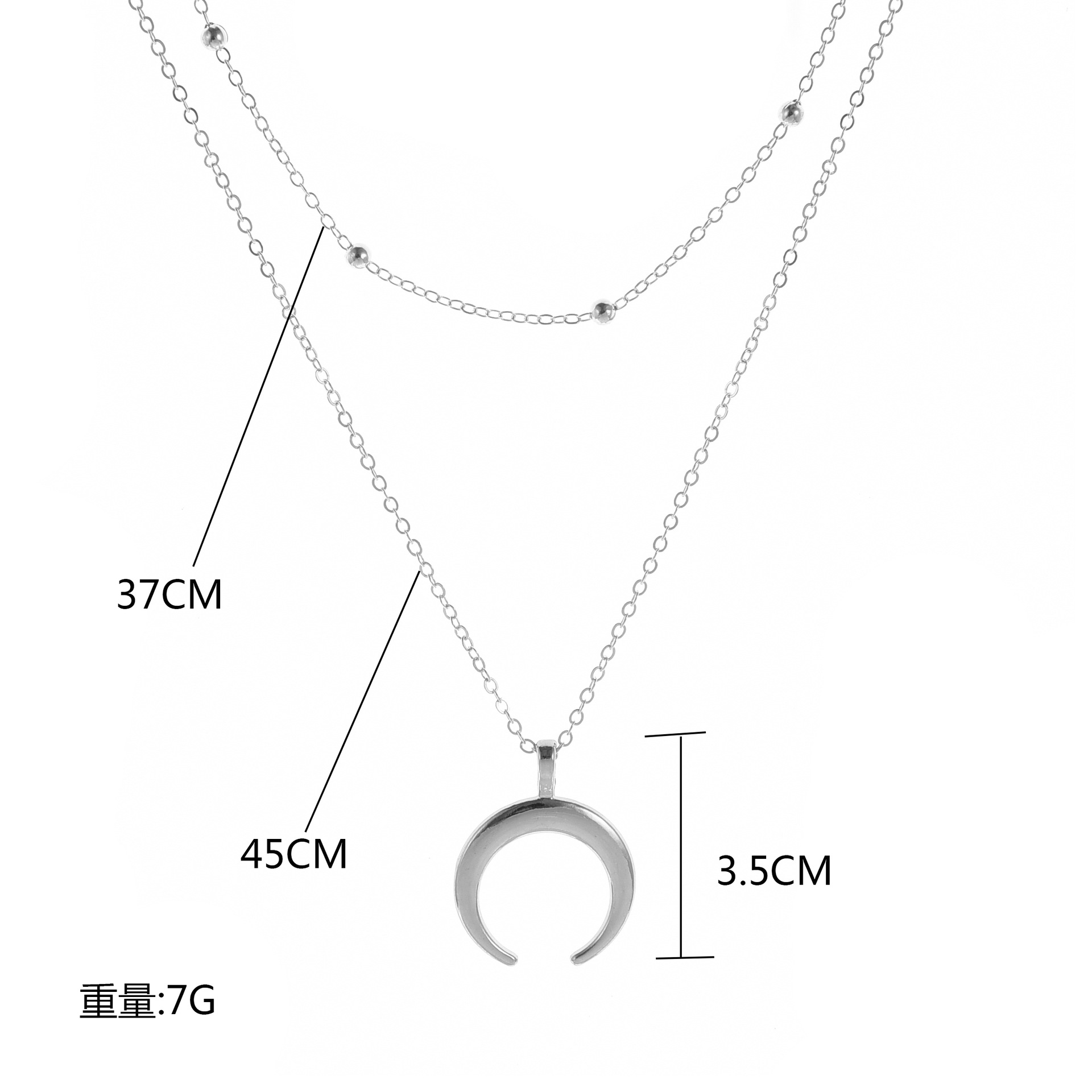 New Arrival Accessories Bohemian Double Horn Necklace Gold-Plated Layered Women's Collarbone Necklace