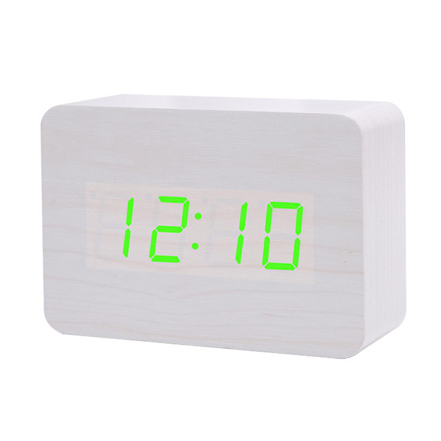 Wooden electronic alarm clock, voice-activated silent clock, LED gift clock, student desktop electronic clock