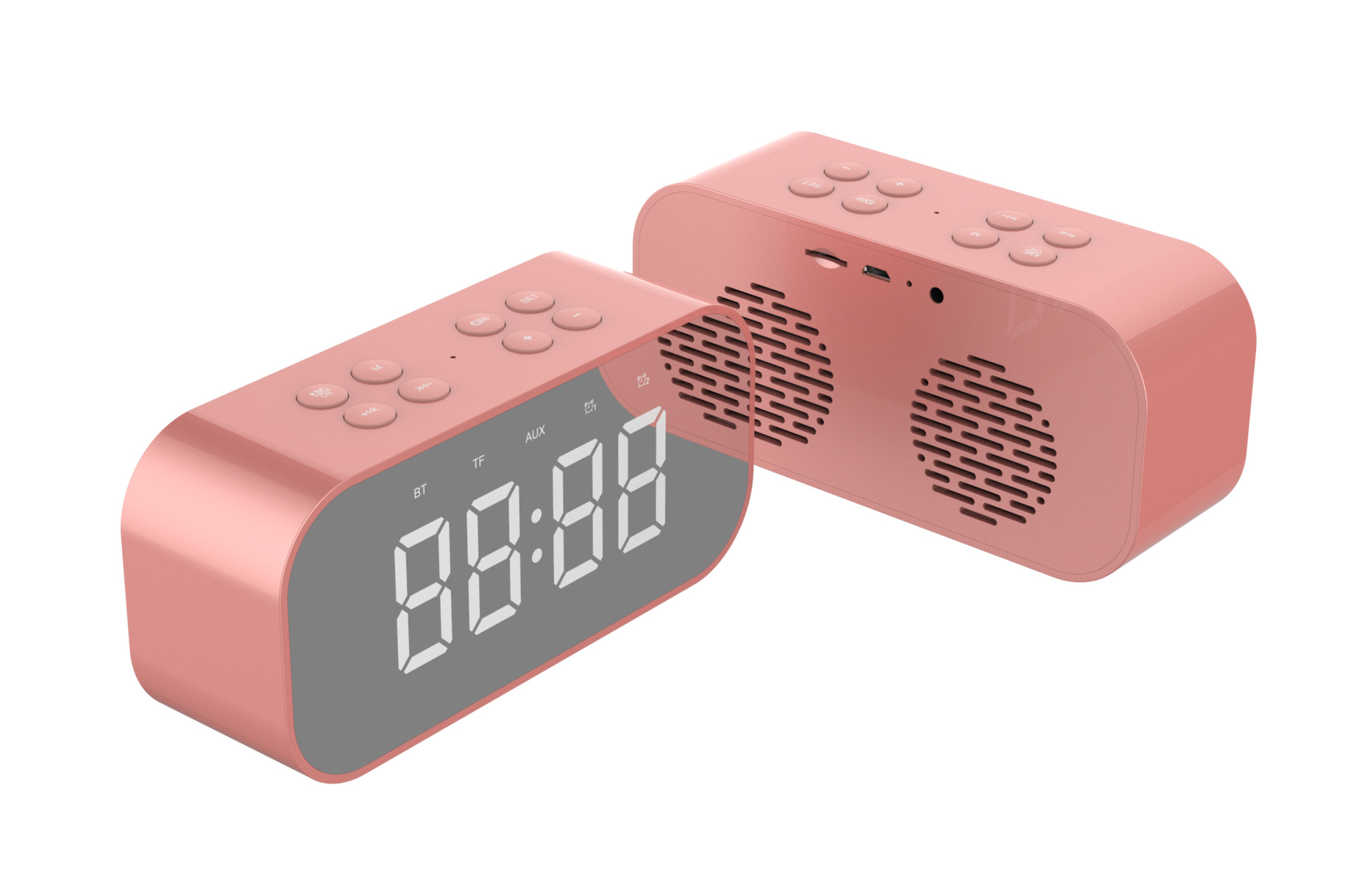 New LED alarm clock gift Bluetooth wireless speaker mini mirror with screen clock gift card playback bass speaker