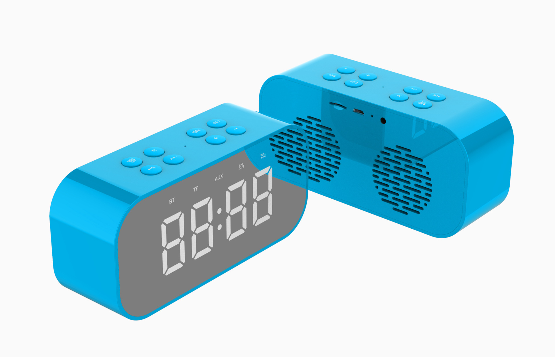 New LED alarm clock gift Bluetooth wireless speaker mini mirror with screen clock gift card playback bass speaker