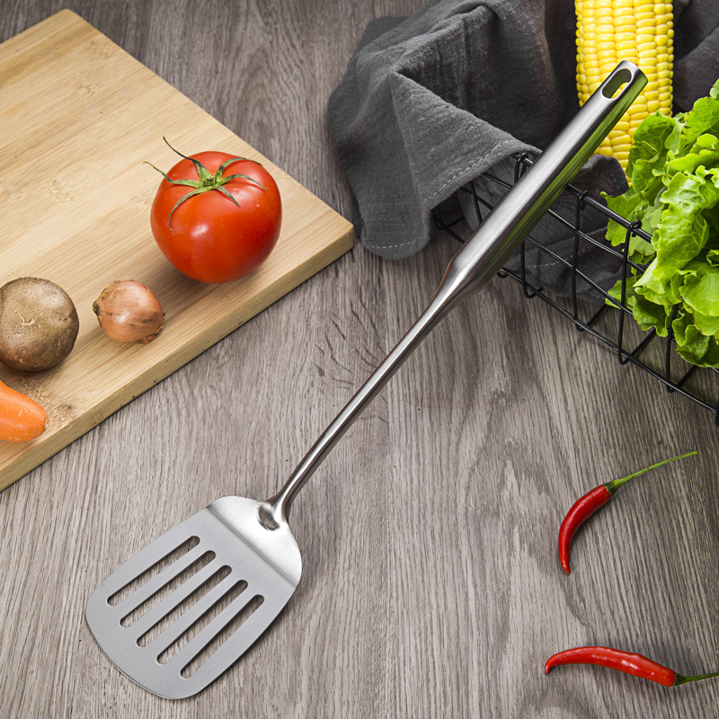Stainless Steel Kitchen Utensils Spatula Soup Spoon Frying Spatula Slotted Spoon Heat Insulation Anti-Scald Kitchen Utensils Kitchen Frying Set