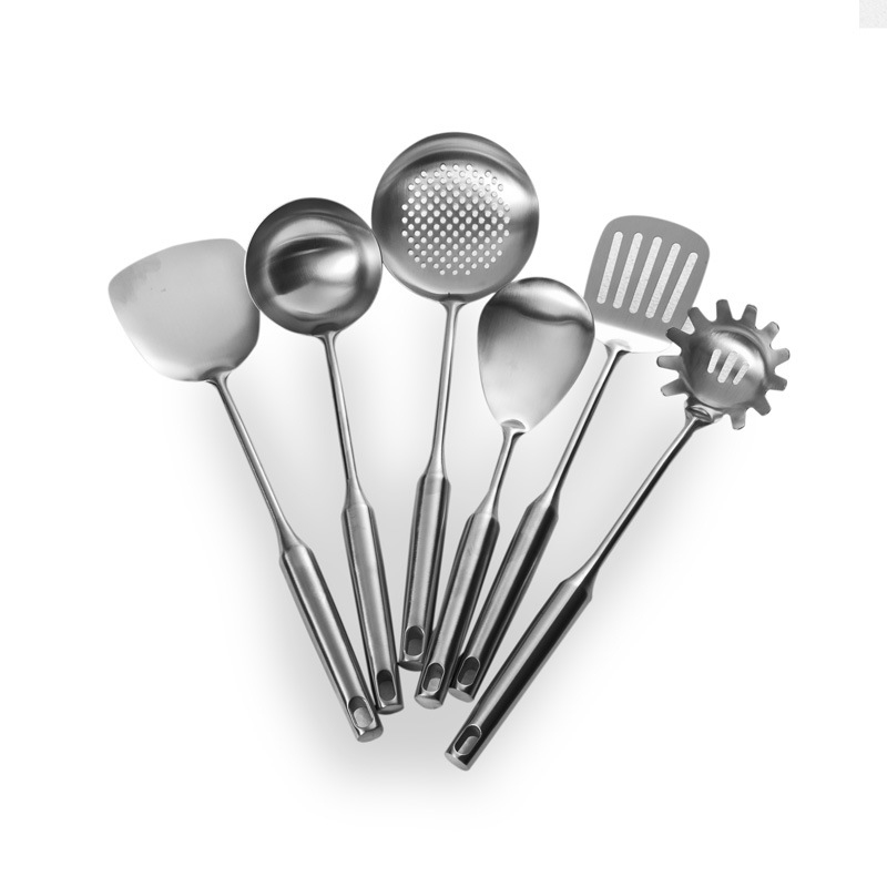 Stainless Steel Kitchen Utensils Spatula Soup Spoon Frying Spatula Slotted Spoon Heat Insulation Anti-Scald Kitchen Utensils Kitchen Frying Set