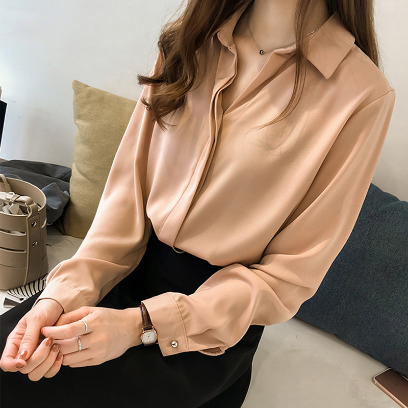 New Student Chiffon White Shirt Women Long Sleeve Loose Plus Size Blouse Top