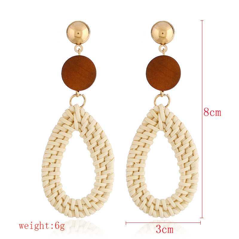 Hand-woven rattan earring set new Bohemian earrings natural rattan earrings