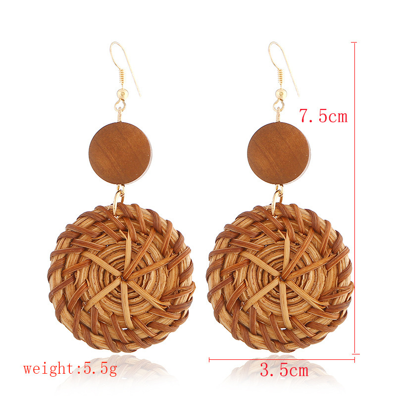 Hand-woven rattan earring set new Bohemian earrings natural rattan earrings