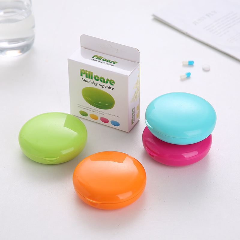 rotating round pill organizer portable seven-day small pill box elderly anti-forget medicine storage box