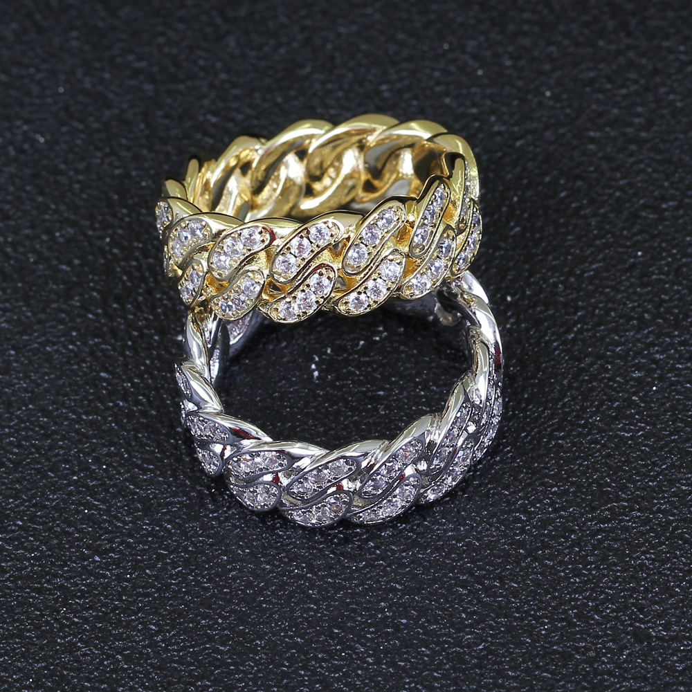 Hip-hop ring micro-set zircon men's ring 8mm Cuban ring men's women's couple ring