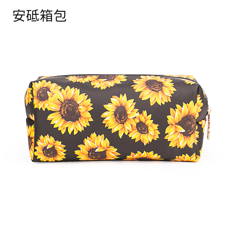 Sunflower Cosmetic Bag Lazy Person Toiletry Bag Large Capacity Storage Bag Cosmetic Case Women's Bag Portable