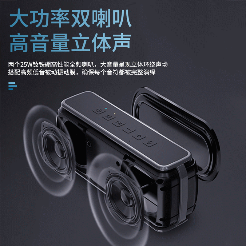 Cyboris New 50W/60W High Power Speaker Bluetooth 5.0 Outdoor Waterproof Portable Card Heavy Bass Subwoofer