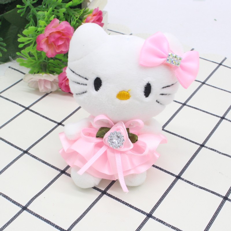 Diamond Dress Cat Plush Charm Cartoon Flower Bouquet Material Wedding Event Doll Plush Toy Multiple Colors
