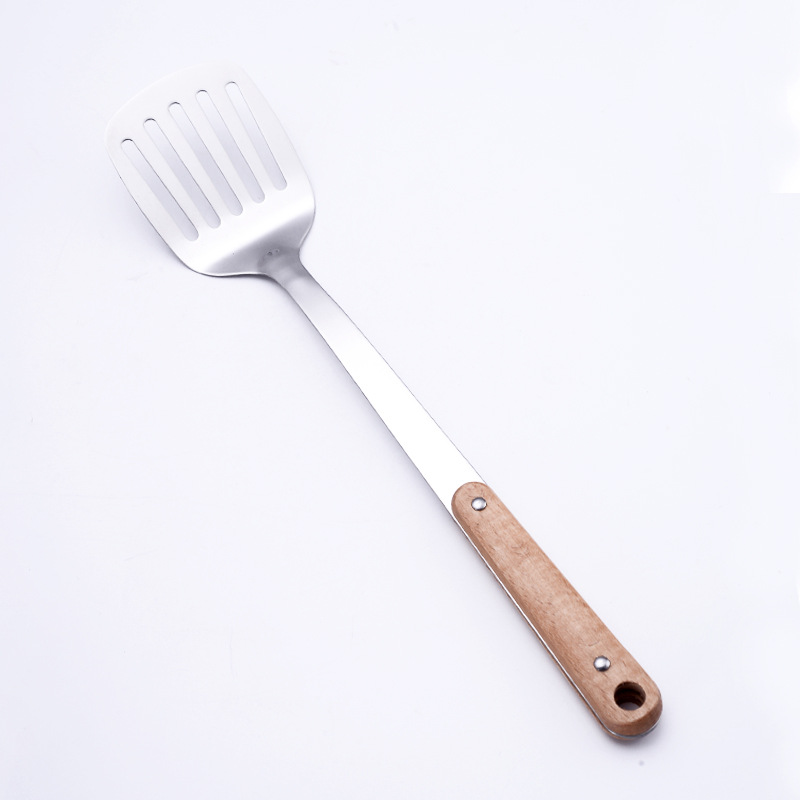 Non-magnetic stainless steel spatula, wooden handle, household porridge spoon, cooking spatula, cooking spoon, kitchen utensil set